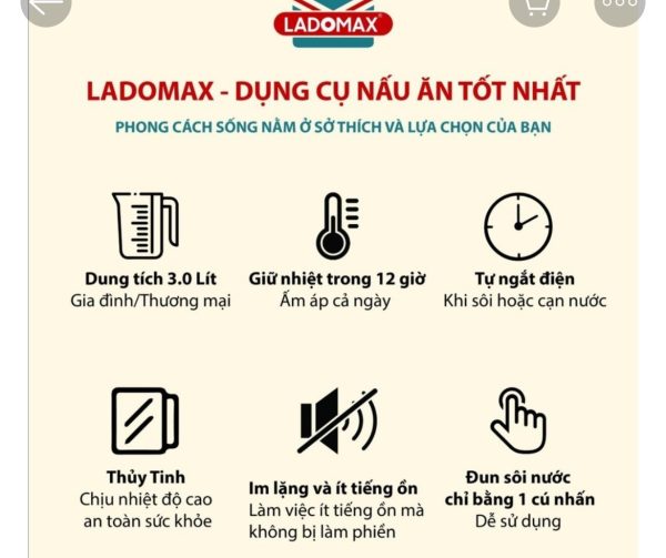 BÌNH THỦY ĐIỆN THÔNG MINH LADOMAX HA- 1630