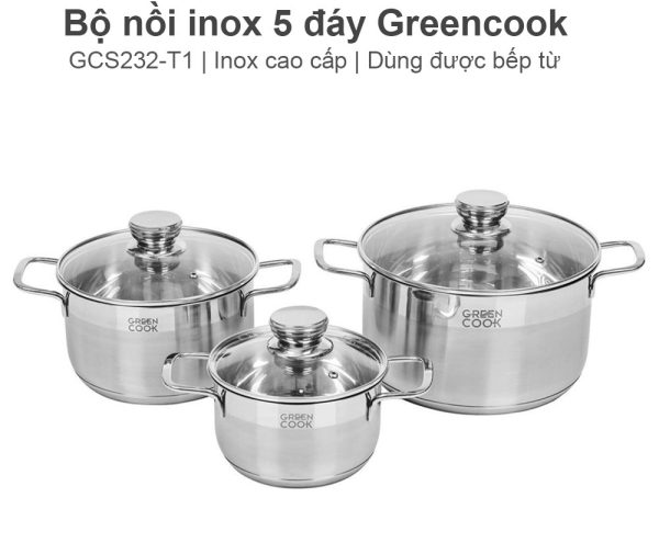 BỘ NỒI INOX 5 ĐÁY GREENCOOK