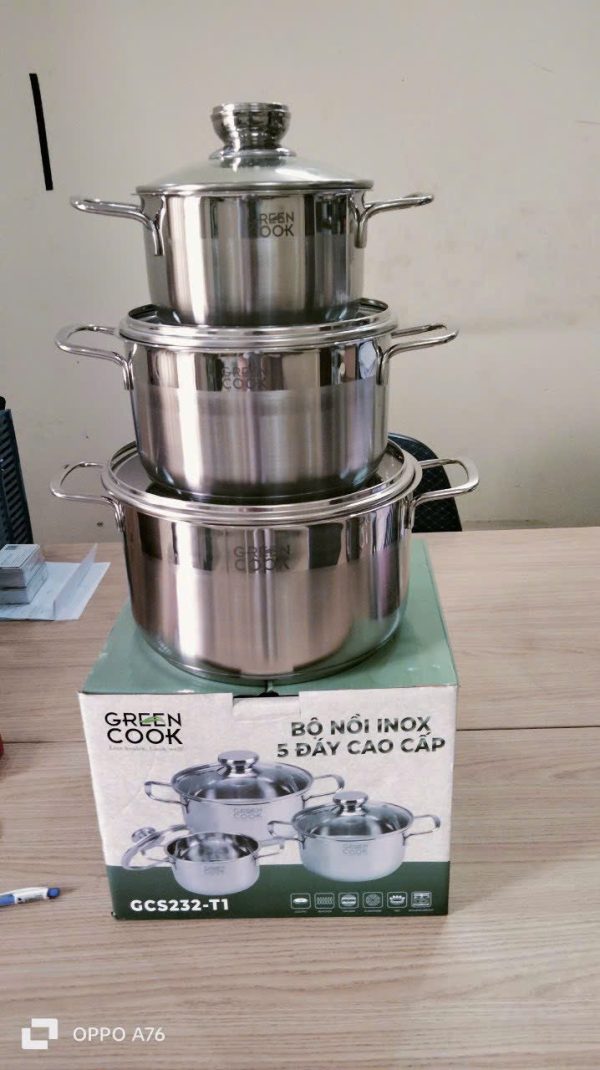 BỘ NỒI INOX 5 ĐÁY GREENCOOK