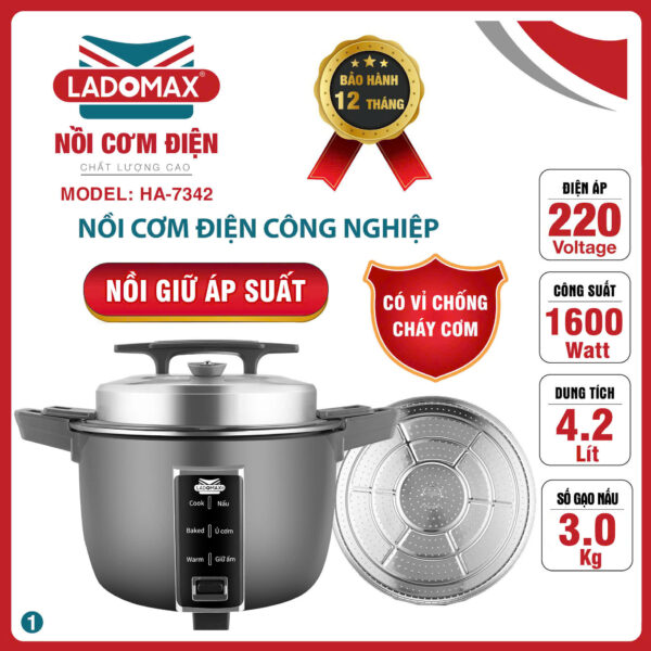 NỒI CƠM CÔNG NGHIỆP LADOMAX HA-7342