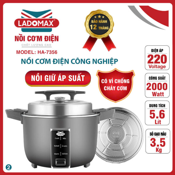 NỒI CƠM CÔNG NGHIỆP LADOMAX HA-7356