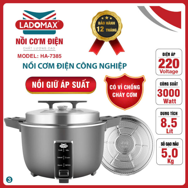 NỒI CƠM ĐIỆN CÔNG NGHIỆP LADOMAX HA-7385