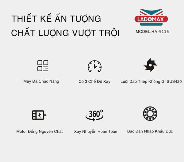MÁY XAY SINH TỐ CÔNG NGHIỆP LADOMAX HA-9116