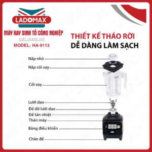 Máy Xay Sinh Tố Công Nghiệp Ladomax HA-9113 (Công Suất 2280w)