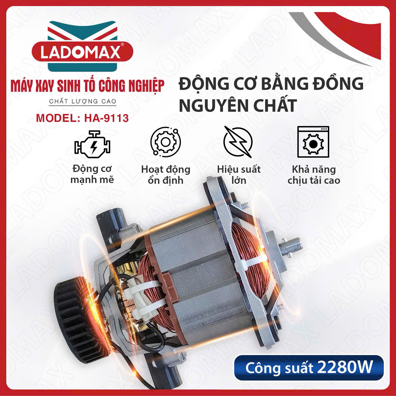 Máy Xay Sinh Tố Công Nghiệp Ladomax HA-9113 (Công Suất 2280w) Máy Xay Sinh Tố Công Nghiệp Ladomax HA-9113 (Công Suất 2280w)