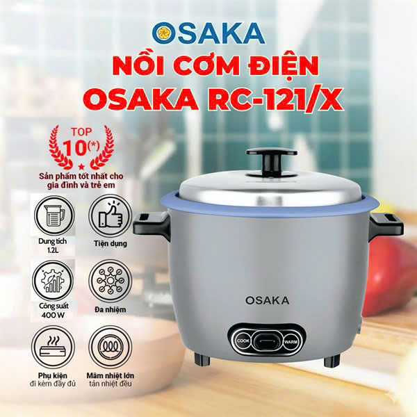 Nồi Cơm Mê Kong 1 Lít Nắp Rời Osaka RC121